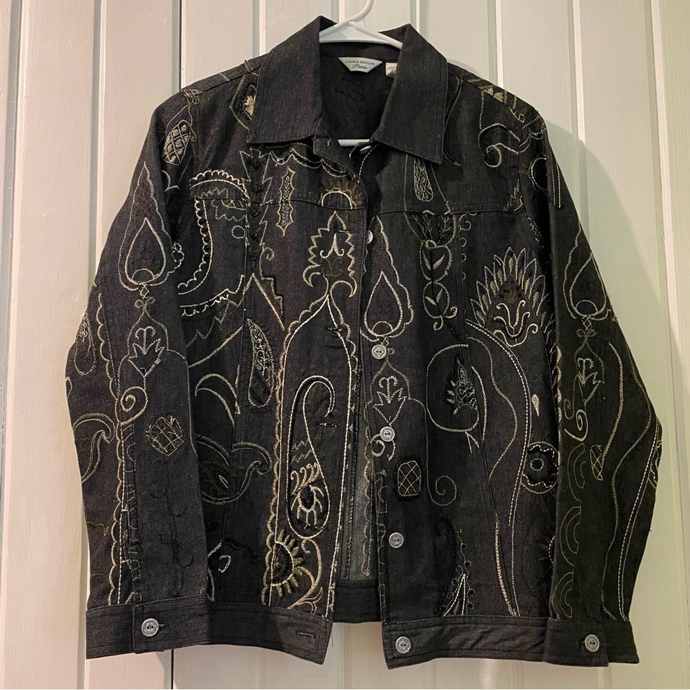 Laura Ashley bling Jean jacket-petite medium NWOT